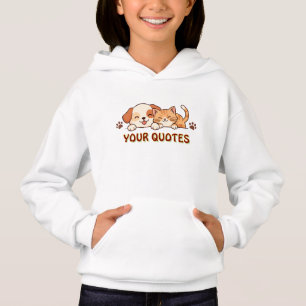 Niedlicher Welpe und kuschelndes Kätzchen Hoodie