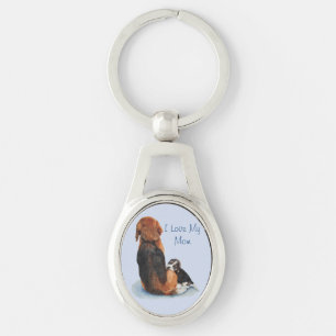 niedlicher Welpen-Beagle mit Mama-Hund Realart Schlüsselanhänger