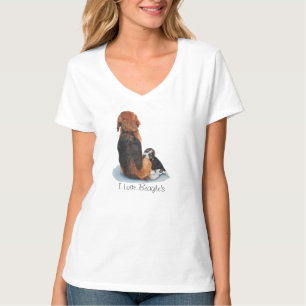 Niedlicher Welpen-Beagle mit Mamahunderealistkunst T-Shirt