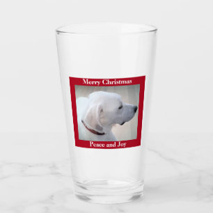Niedlicher Welpen Dog Profil Red Christmas Glas