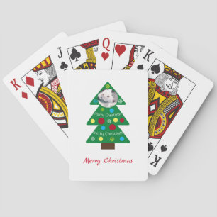 Niedlicher Welpen Hund farbenfrohe Weihnachtsbaum  Spielkarten
