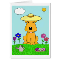 Niedlicher Welpen-Hund in der Garten-Karte