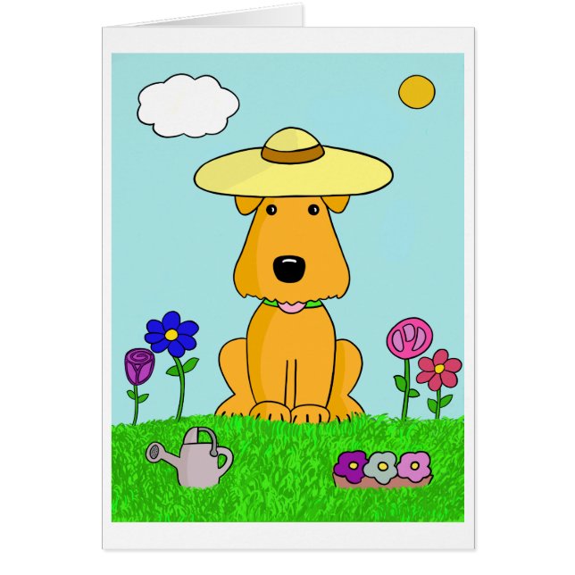 Niedlicher Welpen-Hund in der Garten-Karte (Vorne)