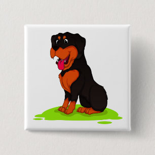 Niedlicher Welpen-Hund Lover-Cartoon Rottweiler Button