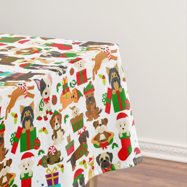 Niedlicher Welpen Weihnachten Tischdecke (Beispiel)