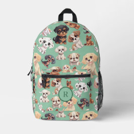 Niedlicher Welpenhund blass grün Bedruckter Rucksack