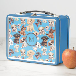 Niedlicher Welpenhund blau Metall Brotdose