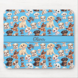Niedlicher Welpenhund blau Mousepad