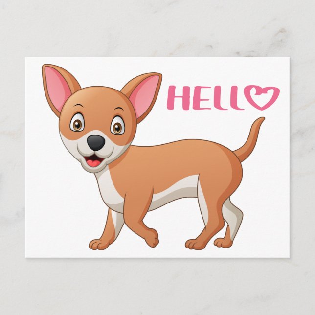 Niedlicher Welpenhund denken Sie an Sie Hallo Chih Postkarte (Vorderseite)