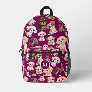Niedlicher Welpenhund dunkelrosa Bedruckter Rucksack
