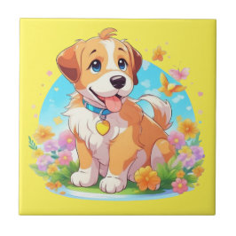 Niedlicher Welpenhund Fliese