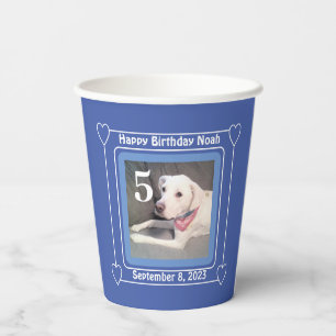 Niedlicher Welpenhund Foto Geburtstag Nummer 5 Bla Pappbecher