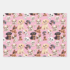 Niedlicher Welpenhund Geschenkpapier Set