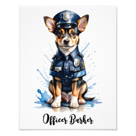 Niedlicher Welpenhund in Polizeieinheitlicher Wass Fotodruck
