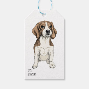 Niedlicher Welpenhund Liebe Wasserfarbe Beagle Geschenkanhänger