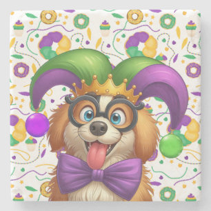 Niedlicher Welpenhund Mardi Gras in der Hut Steinuntersetzer