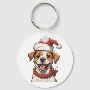 Niedlicher Welpenhund mit Weihnachts-Hat Classic T Schlüsselanhänger