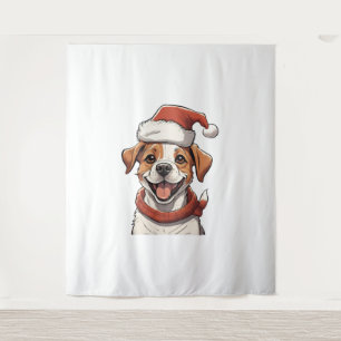 Niedlicher Welpenhund mit Weihnachts-Hat Classic T Wandteppich