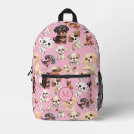 Niedlicher Welpenhund rosa Bedruckter Rucksack