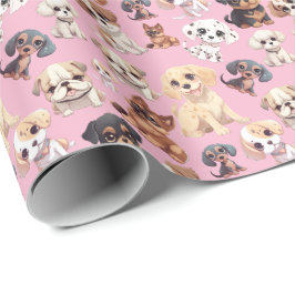Niedlicher Welpenhund rosa Geschenkpapier