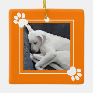 Niedlicher Welpenhund Single 1 Foto Name und Meldu Keramikornament