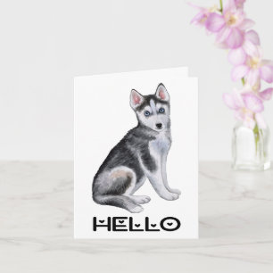 Niedlicher Welpenhund Watercolor Siberischer Husky Karte