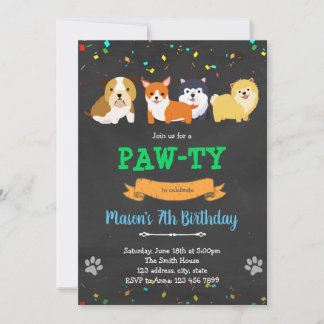 Niedlicher Welpenhund zum Geburtstag Einladung