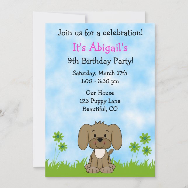 Niedlicher Welpenhund zum Geburtstag Einladung für (Vorderseite)