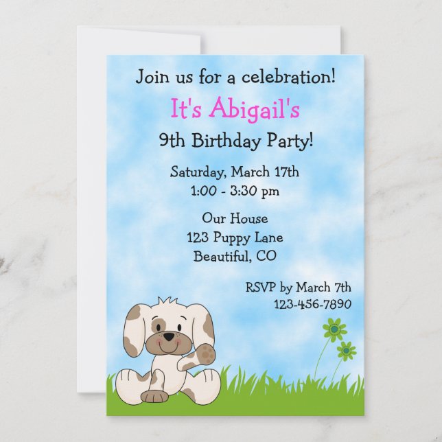 Niedlicher Welpenhund zum Geburtstag Einladung für (Vorderseite)