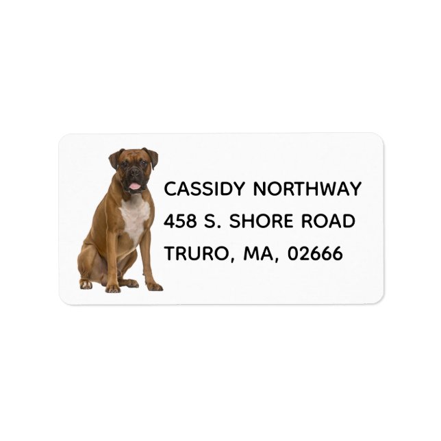 Niedlicher Welpenkartoon Dog Lover Boxer Adressaufkleber (Vorne)
