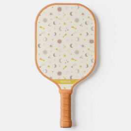 Niedlicher Weltraum Sonnenmond und Sterne auf Crem Pickleball Schläger