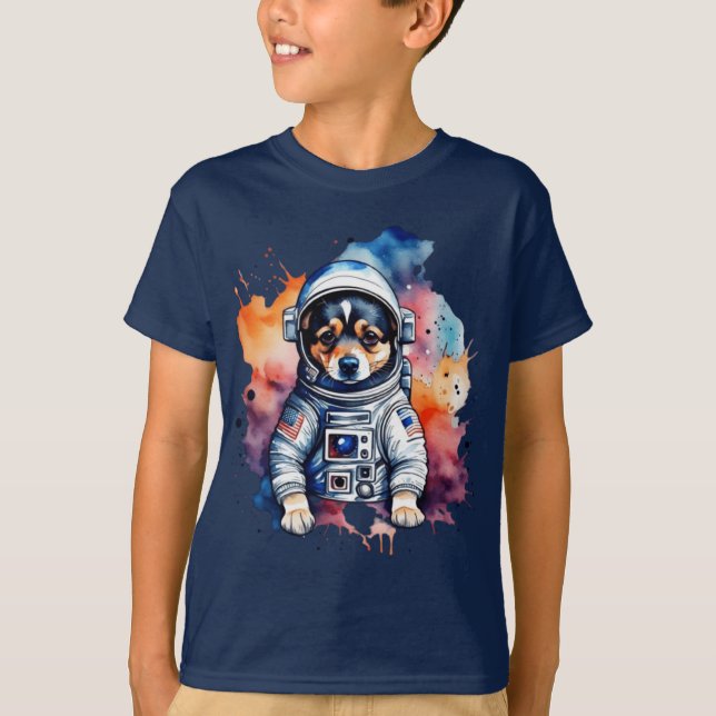 Niedlicher Weltraumhund T-Shirt (Vorderseite)