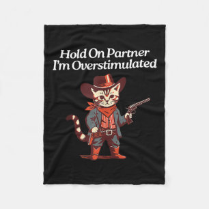Niedlicher Western Cat Cowboy Hold on Partner Ich Fleecedecke