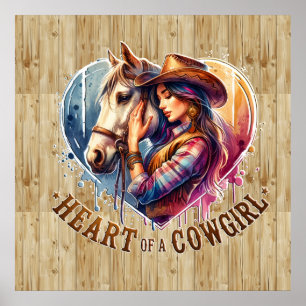 Niedlicher Western Cowgirl Herzchen Poster