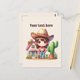 Niedlicher Western Cowgirl hinzufügen Postkarte