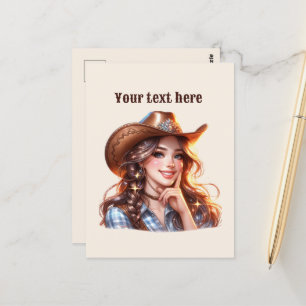 Niedlicher Western Cowgirl hinzufügen Postkarte