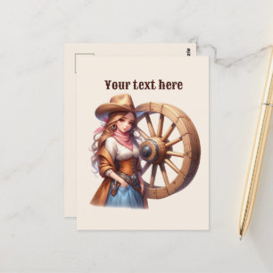Niedlicher Western Cowgirl hinzufügen Postkarte