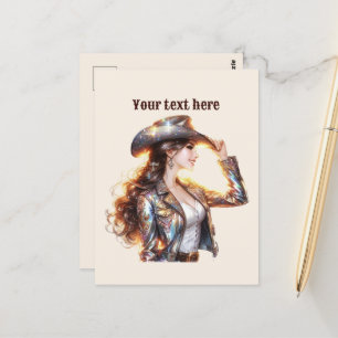 Niedlicher Western Cowgirl hinzufügen Postkarte