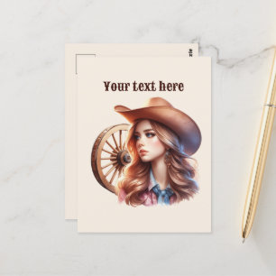Niedlicher Western Cowgirl hinzufügen Postkarte
