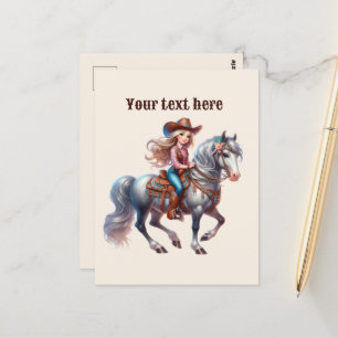 Niedlicher Western Cowgirl hinzufügen Postkarte
