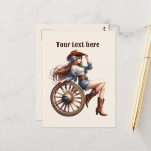 Niedlicher Western Cowgirl hinzufügen Postkarte