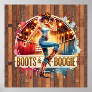 Niedlicher Western Cowgirl Stiefel Boogie Poster