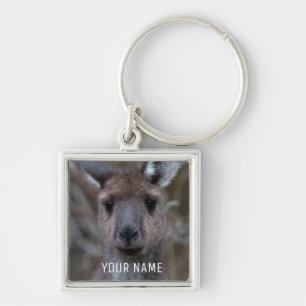 Niedlicher Western Gray Kangaroo Face Australien Schlüsselanhänger