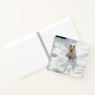 Niedlicher Westie Dog im Snow 8x8 Notebook Journal Notizbuch