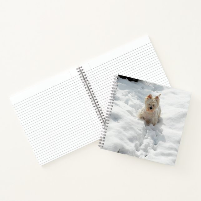 Niedlicher Westie Dog im Snow 8x8 Notebook Journal Notizbuch (Innenseite)