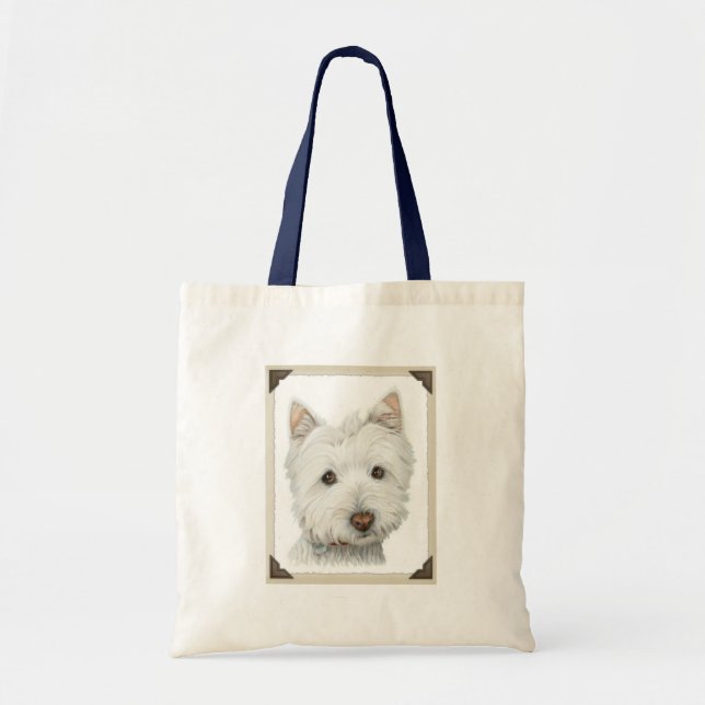 Niedlicher Westie Hund mit heftigen Papierkanten Tragetasche (Vorne)