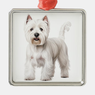 NIEDLICHER WESTLICHER HIGHLAND WHITE TERRIER HUND ORNAMENT AUS METALL