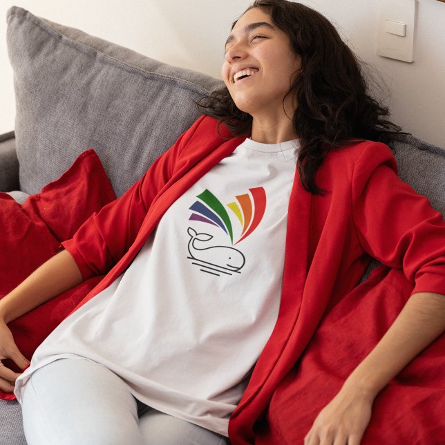 Niedlicher Whale-Gay Pride-Regenbogenlampe T-Shirt (Von Creator hochgeladen)