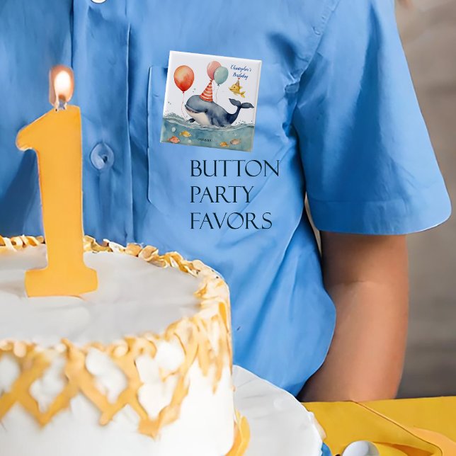 Niedlicher Whale Personalisierte Jungen Geburtstag Button (Von Creator hochgeladen)
