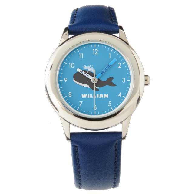Niedlicher Whale Personalisierter Individuelle Nam Armbanduhr (Vorderseite)